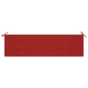 Gartenbank mit Roter Auflage 175 cm Massivholz Teak