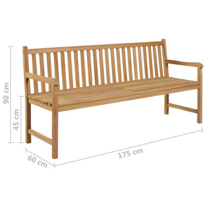 Gartenbank mit Weinroter Auflage 175 cm Massivholz Teak