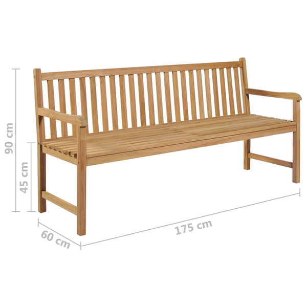 Gartenbank mit Weinroter Auflage 175 cm Massivholz Teak