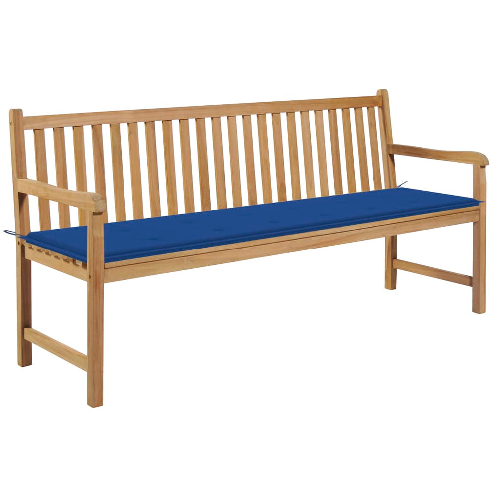 Gartenbank mit Königsblauer Auflage 175 cm Massivholz Teak