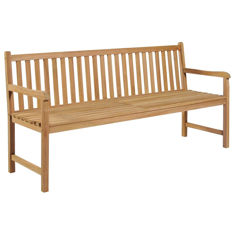 Gartenbank Graue Karomuster-Auflage 175 cm Massivholz Teak