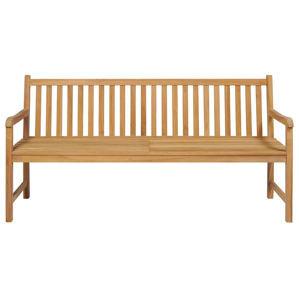 Gartenbank Graue Karomuster-Auflage 175 cm Massivholz Teak