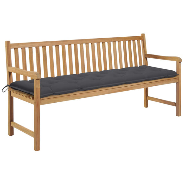 Gartenbank mit Anthrazit Auflage 175 cm Massivholz Teak