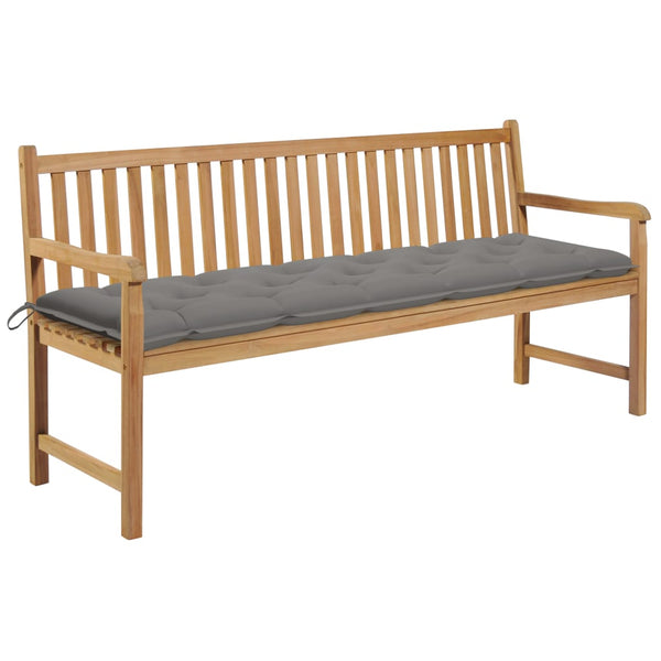 Gartenbank mit Grauer Auflage 175 cm Massivholz Teak
