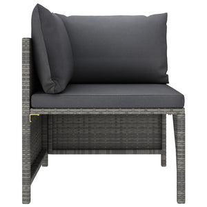 3-tlg. Garten-Lounge-Set mit Kissen Poly Rattan Grau