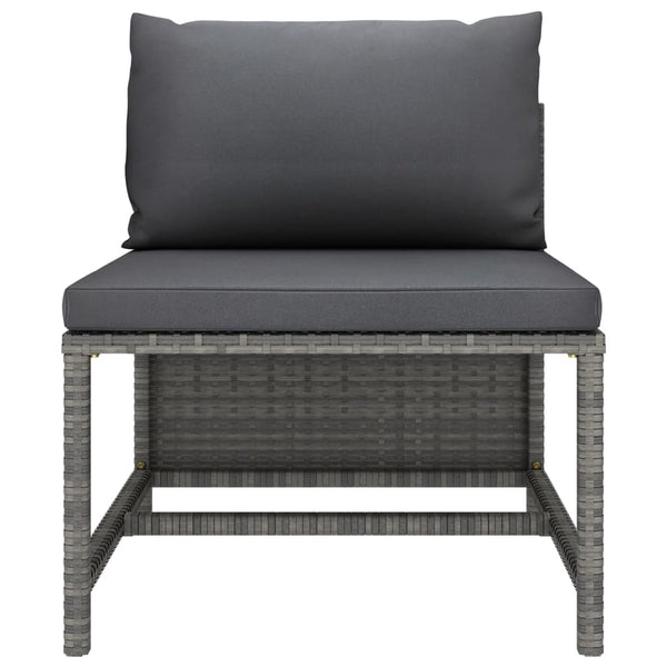 3-tlg. Garten-Lounge-Set mit Kissen Poly Rattan Grau