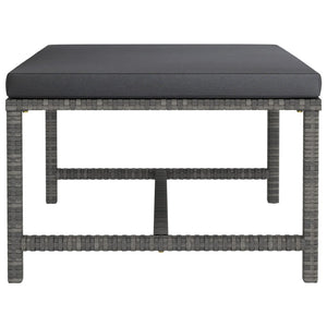 3-tlg. Garten-Lounge-Set mit Kissen Poly Rattan Grau