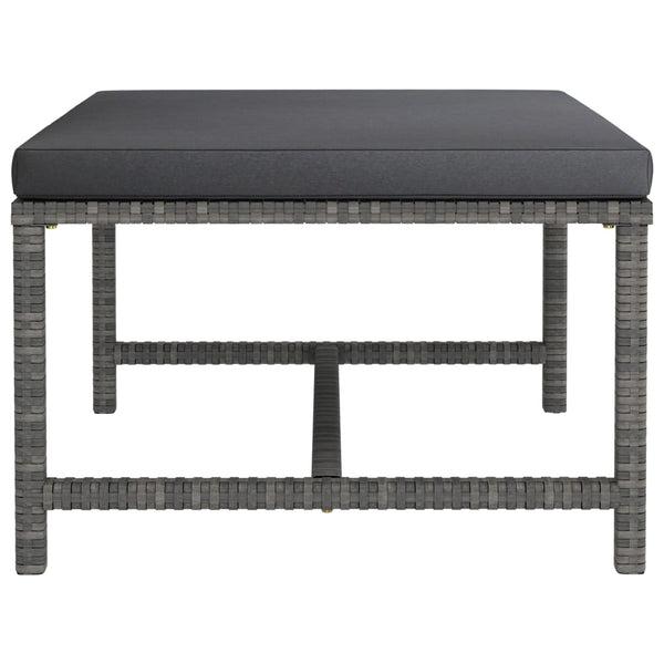 3-tlg. Garten-Lounge-Set mit Kissen Poly Rattan Grau
