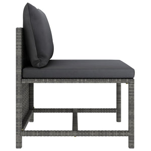 5-tlg. Garten-Lounge-Set mit Kissen Poly Rattan Grau