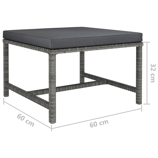 7-tlg. Garten-Lounge-Set mit Kissen Poly Rattan Grau