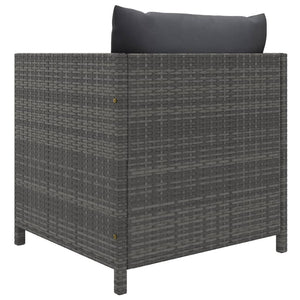 7-tlg. Garten-Lounge-Set mit Kissen Poly Rattan Grau
