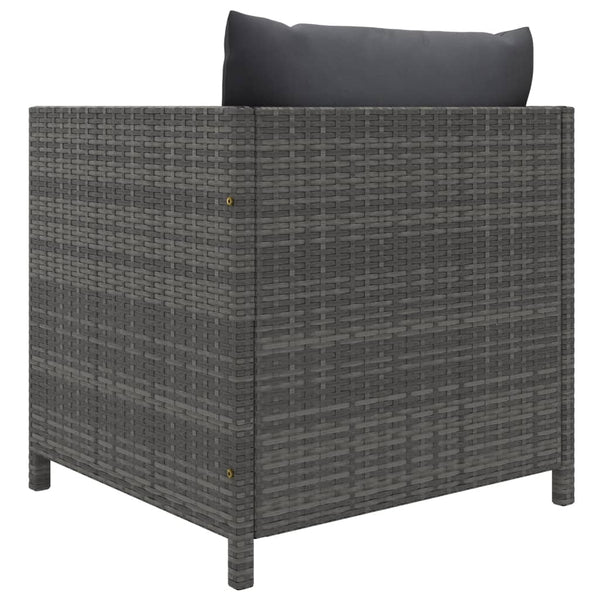 7-tlg. Garten-Lounge-Set mit Kissen Poly Rattan Grau