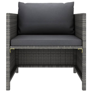 7-tlg. Garten-Lounge-Set mit Kissen Poly Rattan Grau