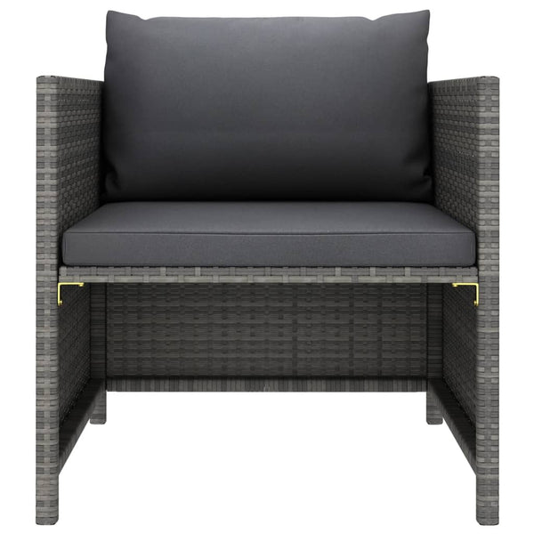 7-tlg. Garten-Lounge-Set mit Kissen Poly Rattan Grau