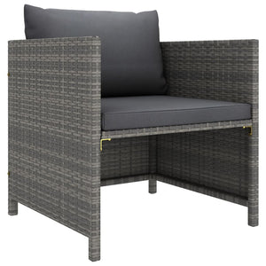 7-tlg. Garten-Lounge-Set mit Kissen Poly Rattan Grau