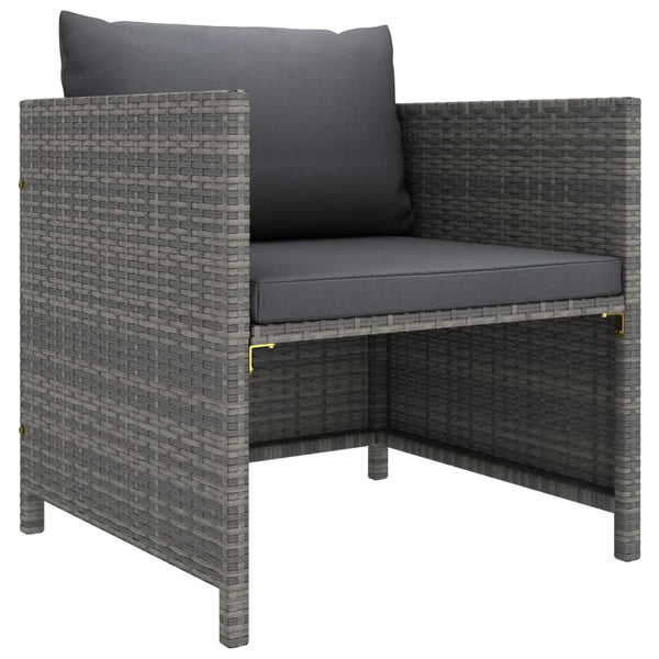 7-tlg. Garten-Lounge-Set mit Kissen Poly Rattan Grau