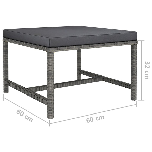 7-tlg. Garten-Lounge-Set mit Kissen Poly Rattan Grau