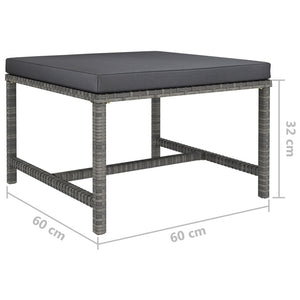 9-tlg. Garten-Lounge-Set mit Kissen Poly Rattan Grau