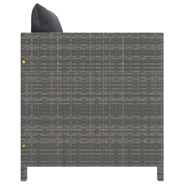 8-tlg. Garten-Lounge-Set mit Kissen Poly Rattan Grau