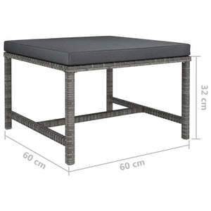 8-tlg. Garten-Lounge-Set mit Kissen Poly Rattan Grau