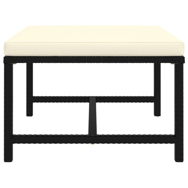3-tlg. Garten-Lounge-Set mit Kissen Poly Rattan Schwarz