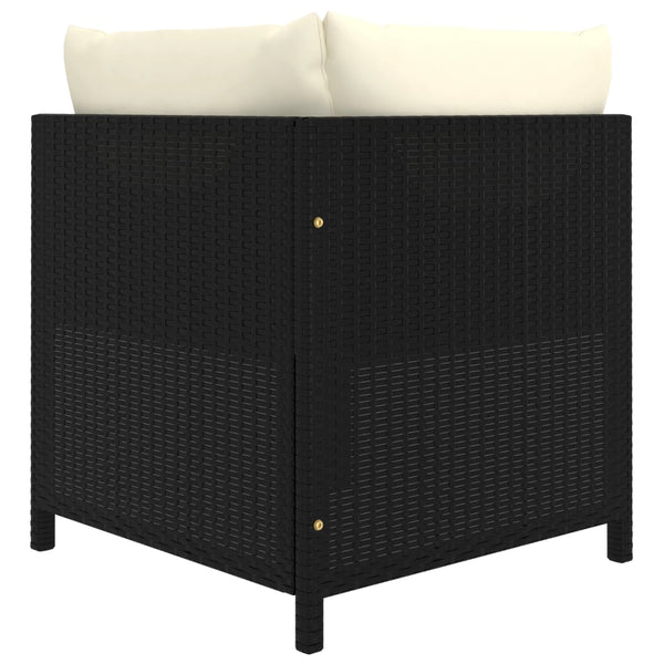 3-tlg. Garten-Lounge-Set mit Kissen Poly Rattan Schwarz