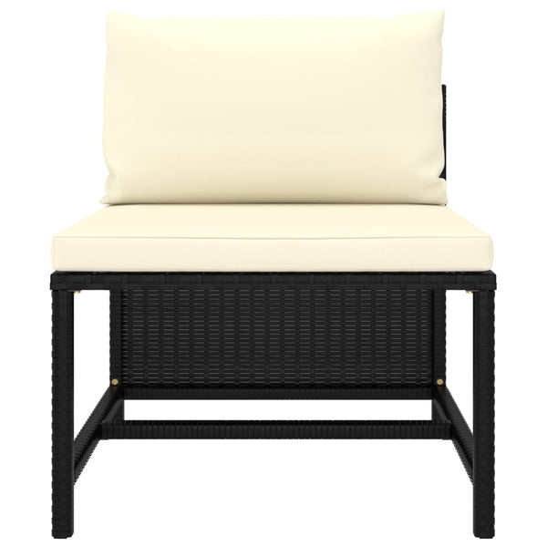 5-tlg. Garten-Lounge-Set mit Kissen Poly Rattan Schwarz
