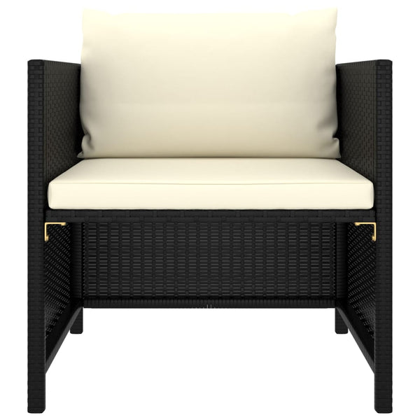 6-tlg. Garten-Lounge-Set mit Kissen Poly Rattan Schwarz