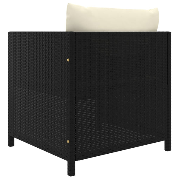 6-tlg. Garten-Lounge-Set mit Kissen Poly Rattan Schwarz