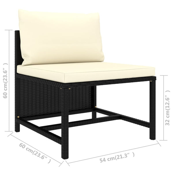 7-tlg. Garten-Lounge-Set mit Kissen Poly Rattan Schwarz