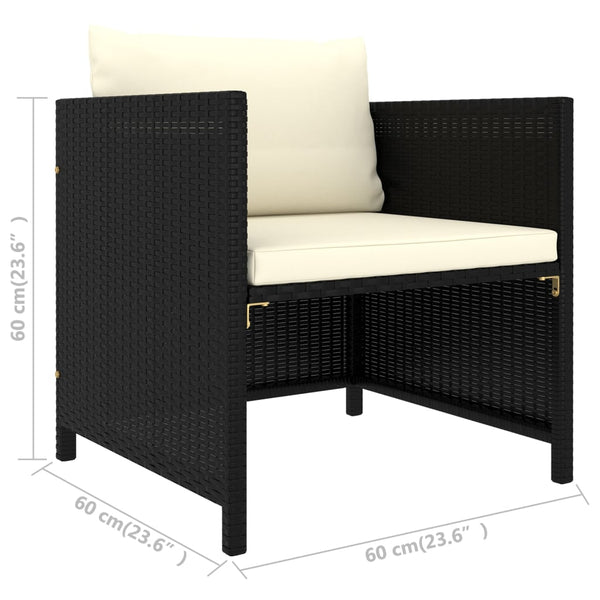 12-tlg. Garten-Lounge-Set mit Kissen Poly Rattan Schwarz