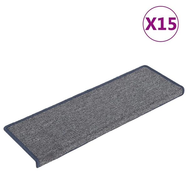Treppenmatten Hellgrau und Blau 15er Set