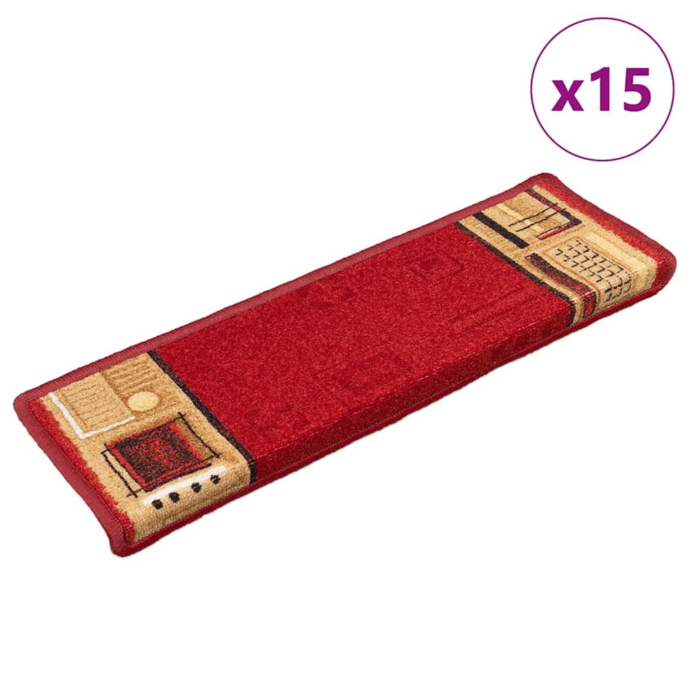 Selbstklebende Treppenmatten Rot, 15er Set