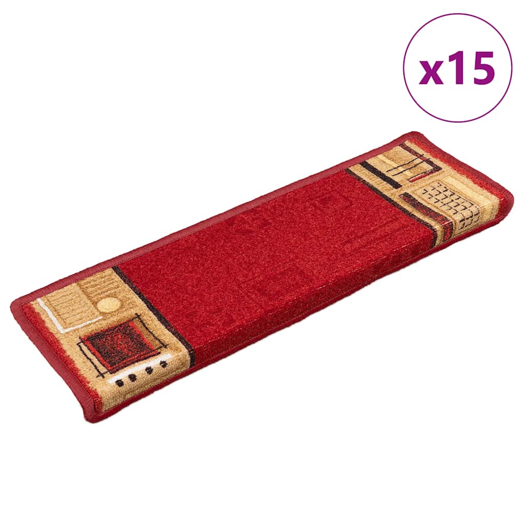 Selbstklebende Treppenmatten Rot, 15er Set