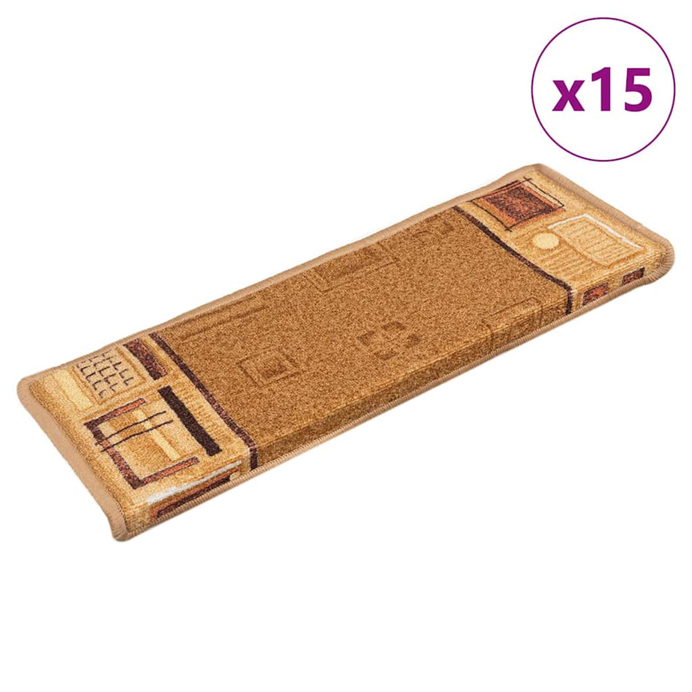 Selbstklebende Treppenmatten Beige, 15er Set