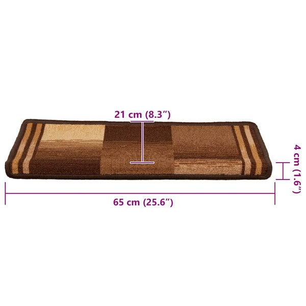 Selbstklebende Treppenmatten Braun 15 Stk. 65x21cm