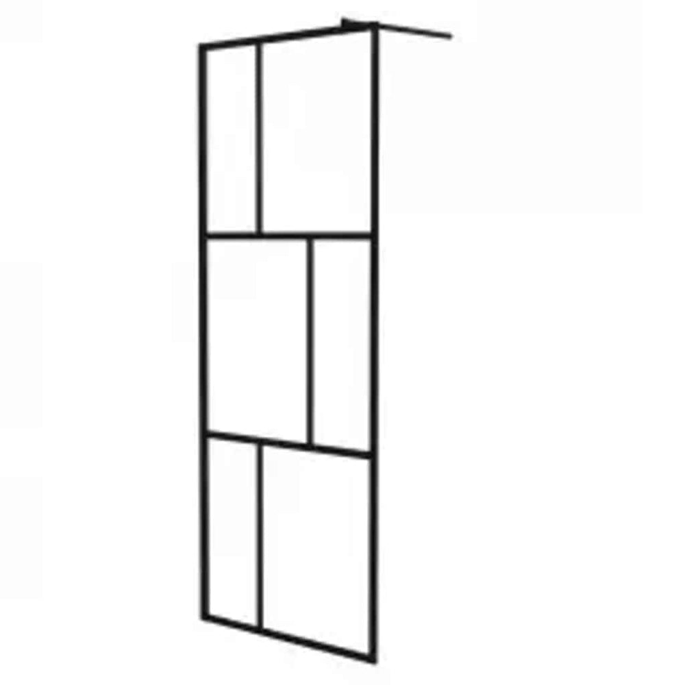 Duschwand für Begehbare Duschen mit Hartglas Schwarz 80x195 cm