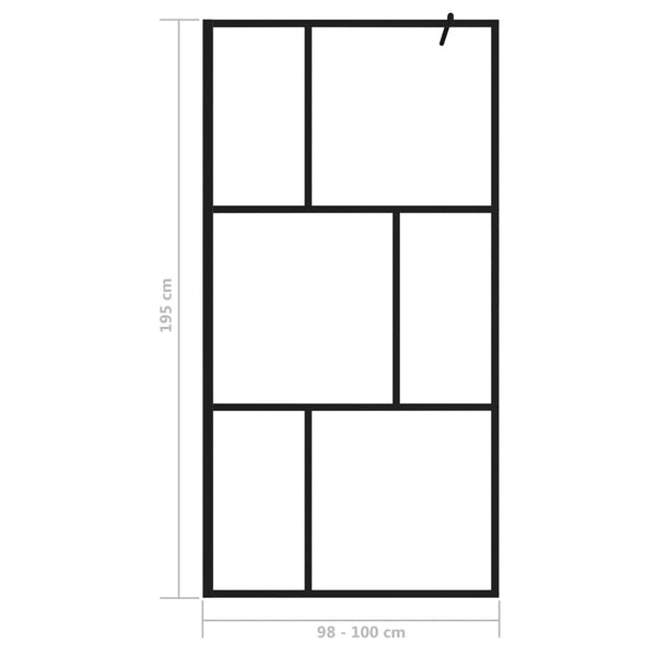 Duschwand für Begehbare Duschen mit Hartglas Schwarz 100x195 cm