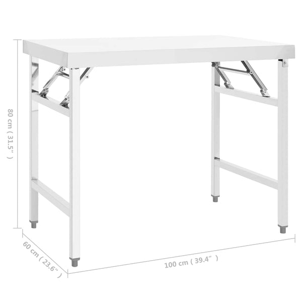 Klappbarer Küchentisch Edelstahl 100x60