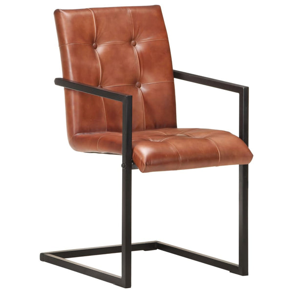 vidaXL Chaises cantilever 6 pcs Cuir véritable Marron
