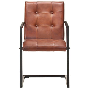 vidaXL Chaises cantilever 6 pcs Cuir véritable Marron