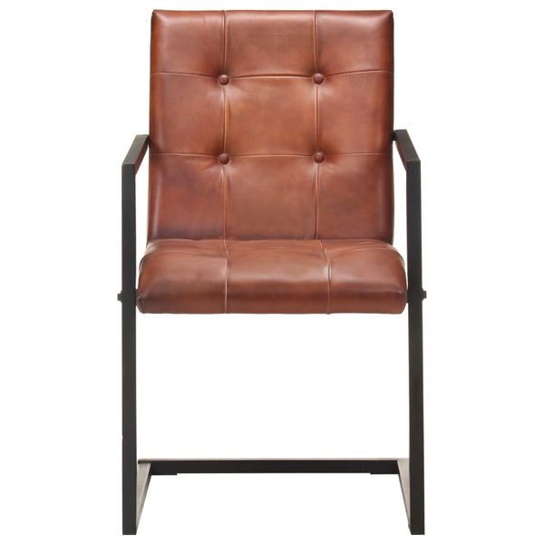 vidaXL Chaises cantilever 6 pcs Cuir véritable Marron