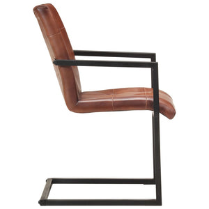 vidaXL Chaises cantilever 6 pcs Cuir véritable Marron