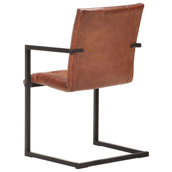 vidaXL Chaises cantilever 6 pcs Cuir véritable Marron