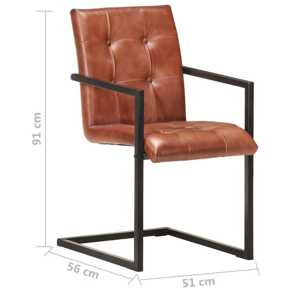 vidaXL Chaises cantilever 6 pcs Cuir véritable Marron