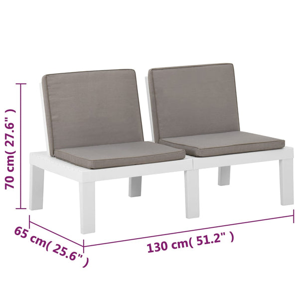3-tlg. Garten-Lounge-Set mit Kissen Kunststoff Weiß