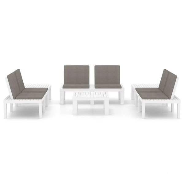 6-tlg. Garten-Lounge-Set mit Auflagen Kunststoff Weiß