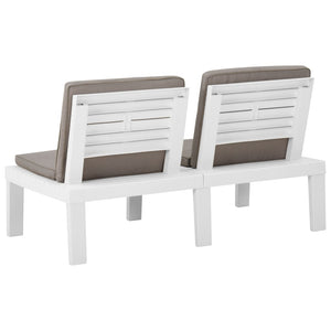6-tlg. Garten-Lounge-Set mit Auflagen Kunststoff Weiß