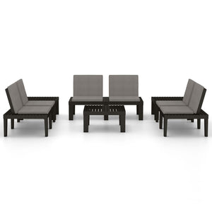 6-tlg. Garten-Lounge-Set mit Auflagen Kunststoff Grau