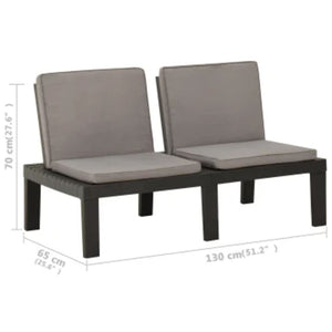 6-tlg. Garten-Lounge-Set mit Auflagen Kunststoff Grau